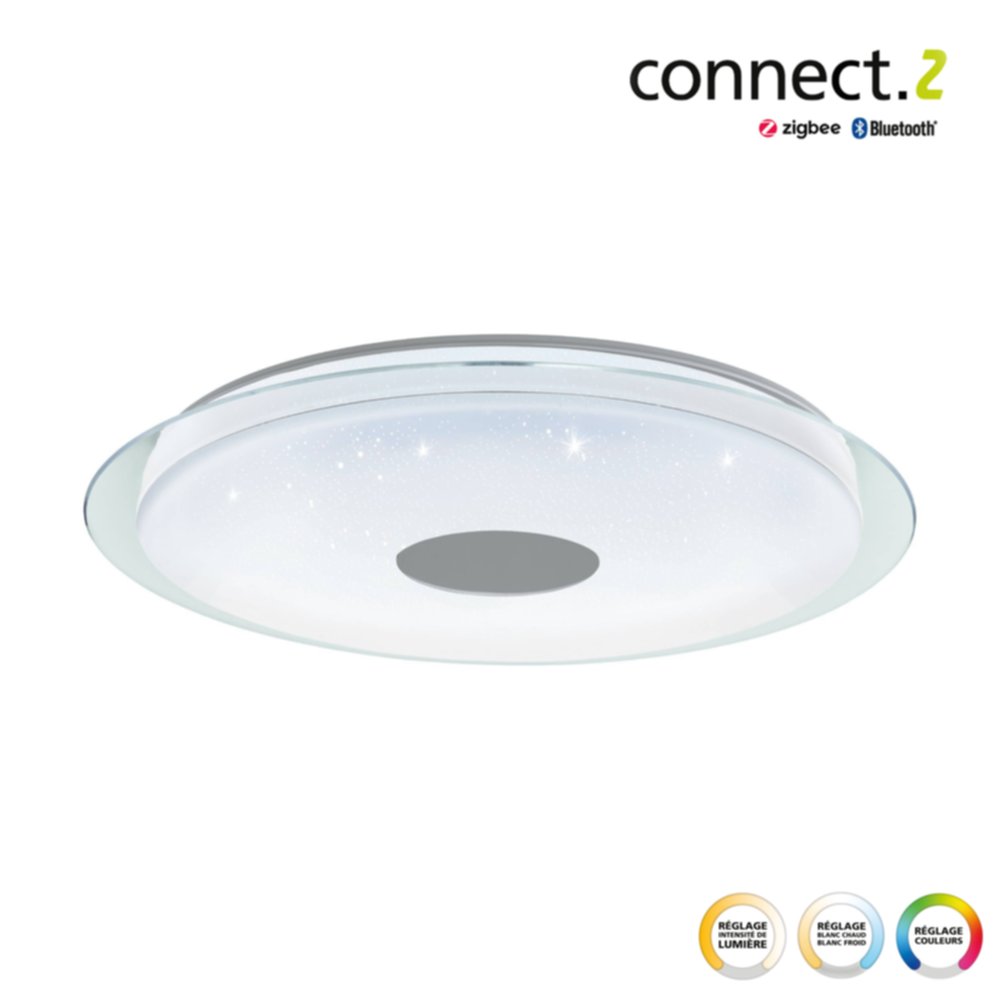 Plafonnier LED connect Lanciano-z acier Ø66cm 38W blanc - EGLO